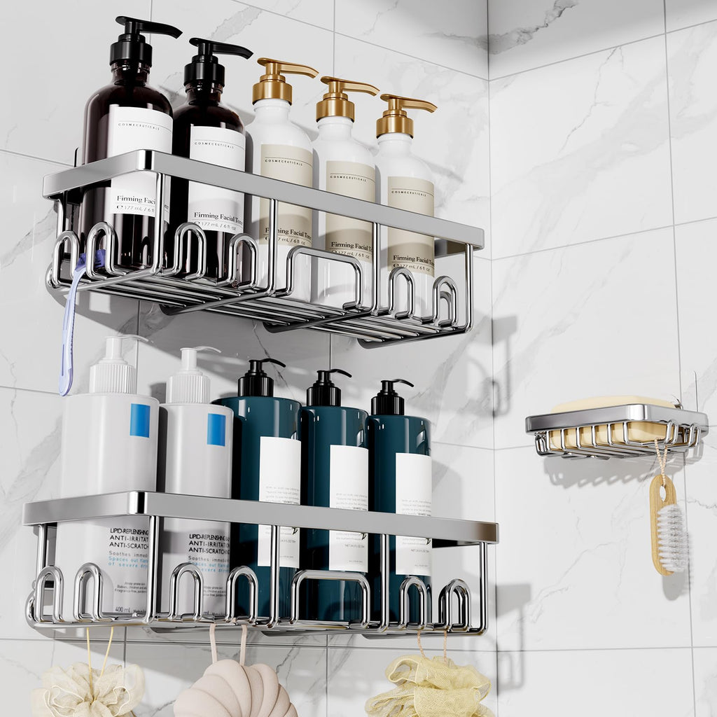 Veken Adhesive Shower Caddies — 3-Pack, Silver product image 1