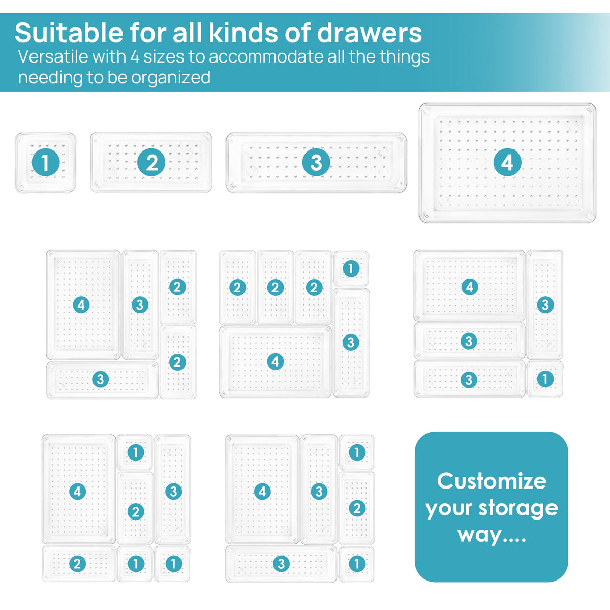 Vtopmart 25-Piece Clear Drawer Organizer Set product image 5