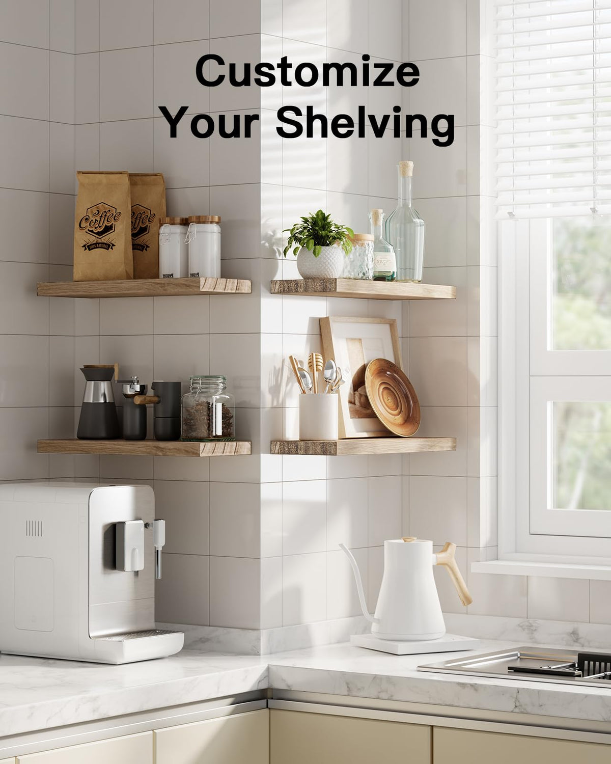 AMADA Natural Wood Floating Shelves — Set of 4 product image 7