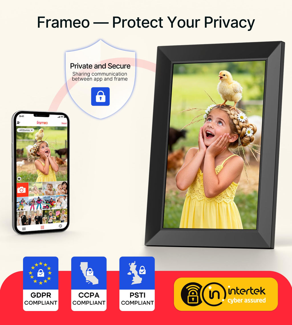 BIGASUO 10.1 in WiFi Digital Picture Frame with Frameo App – 32GB, IPS Touch Screen