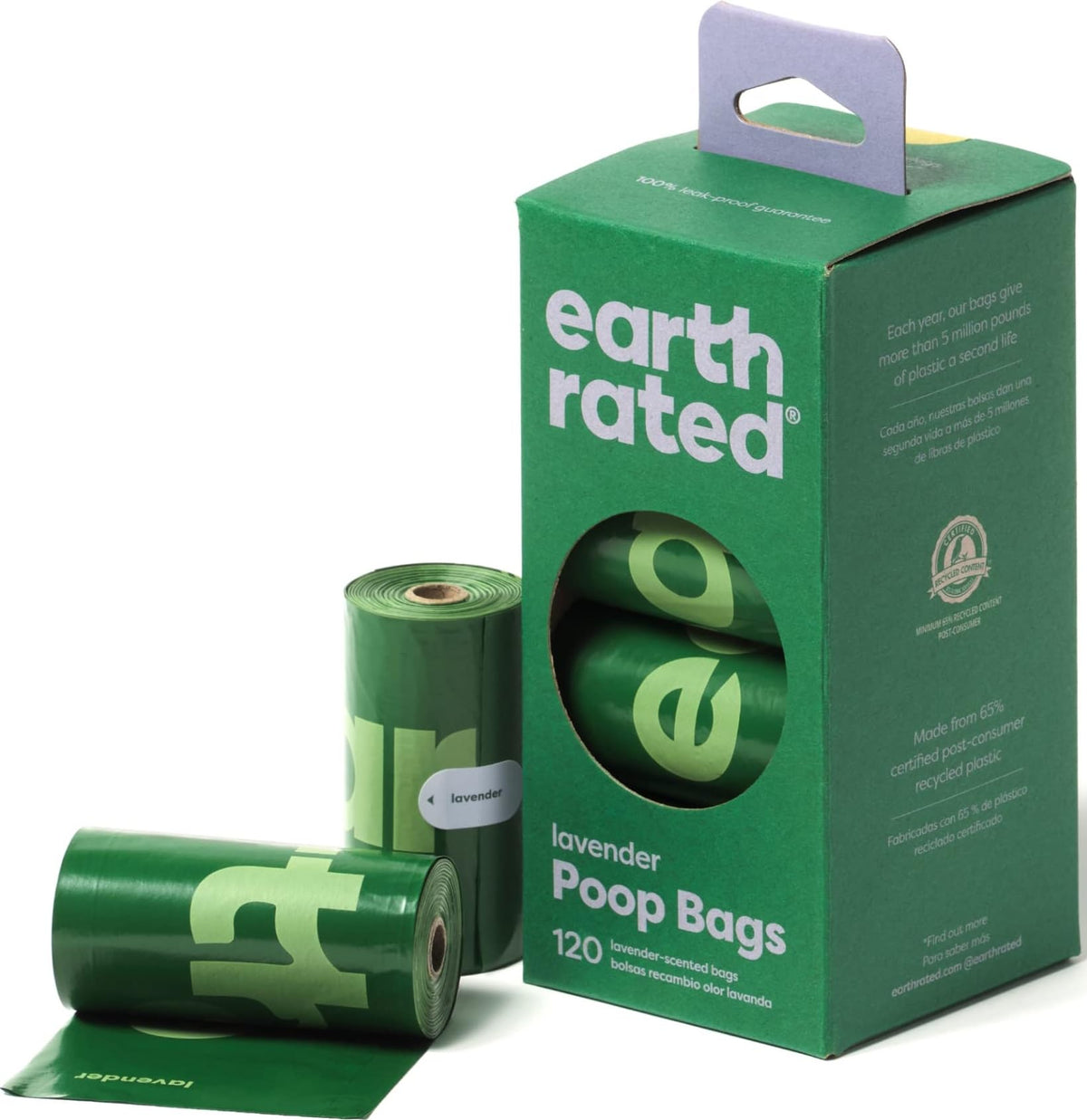 Earth Rated Dog Poo Bags, Guaranteed Leak Proof and Extra Thick Waste Bag Refill Rolls For Dogs, Lavender Scented, 270 Count