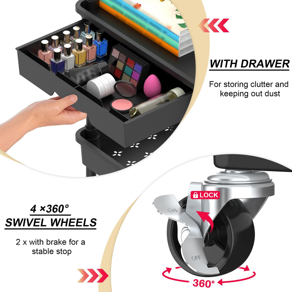 Goovilla 3-Tier Rolling Utility Cart with Drawer product image 2