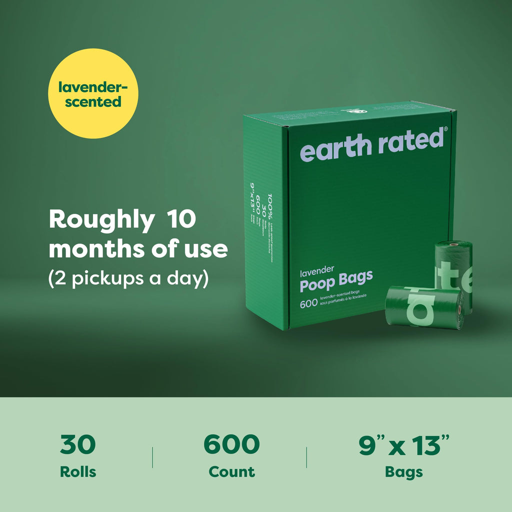 Earth Rated Dog Poo Bags, Guaranteed Leak Proof and Extra Thick Waste Bag Refill Rolls For Dogs, Lavender Scented, 270 Count
