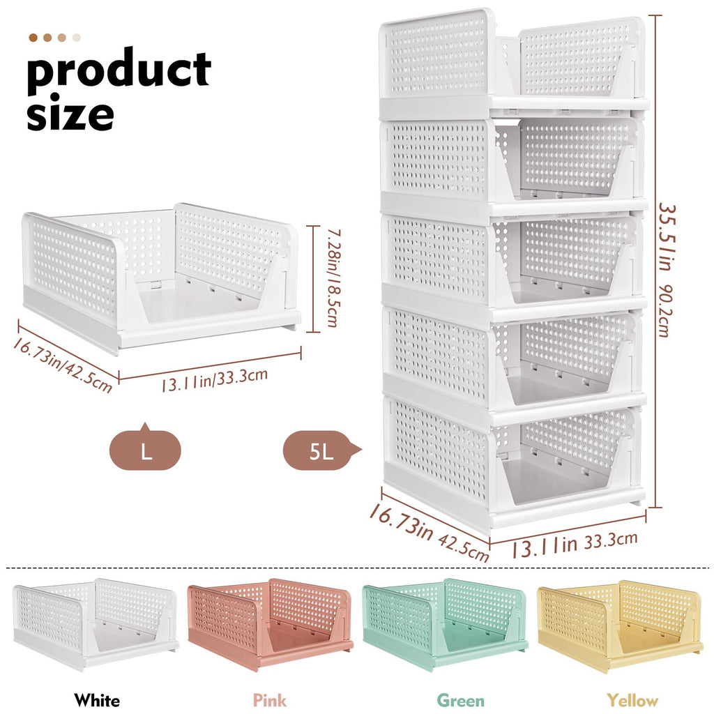 SNSLXH Foldable Stackable Closet Organizers — 5-Pack product image 3