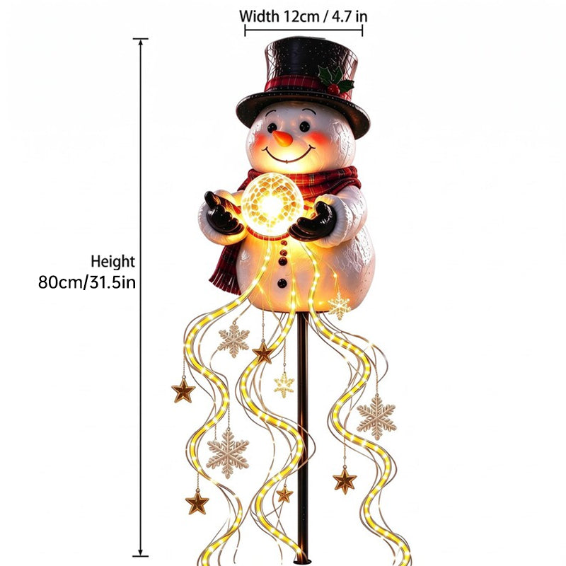 Snowman garden light size — 80 cm tall, 12 cm wide