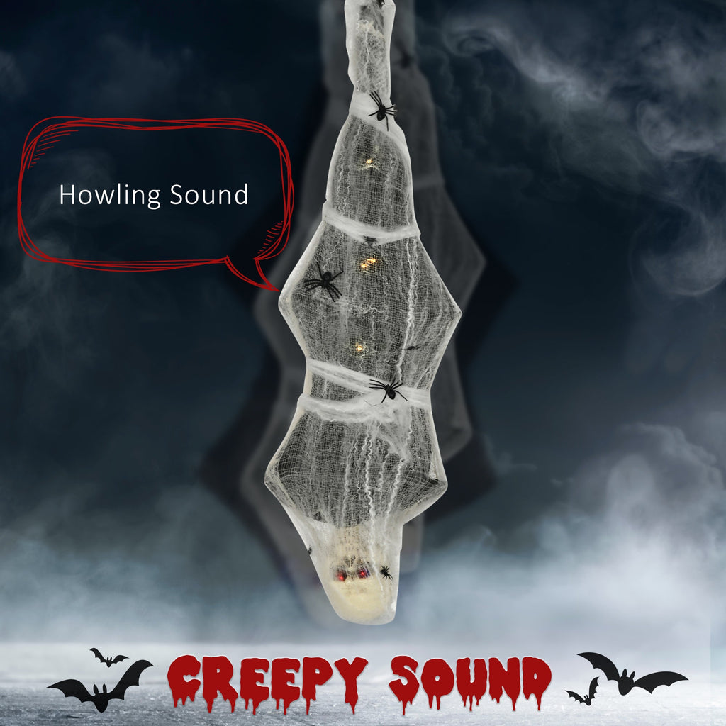 4.7 ft Hanging Mummy Halloween Prop – Animated, Motion & Sound Activated, Light-Up Eyes