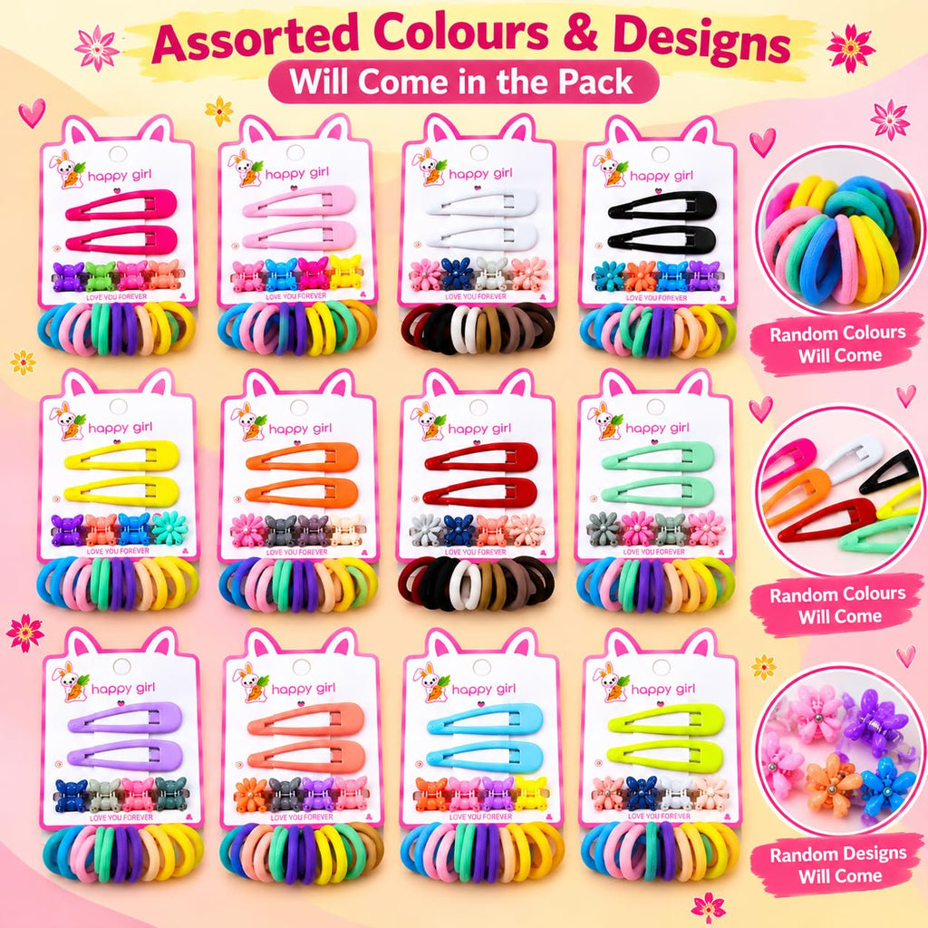 Samyak Kids Hair Clips Set - Mini Clips | Multi Design Cute Bow Clips For Navratri Kanjak Gifts 12 Combo Set