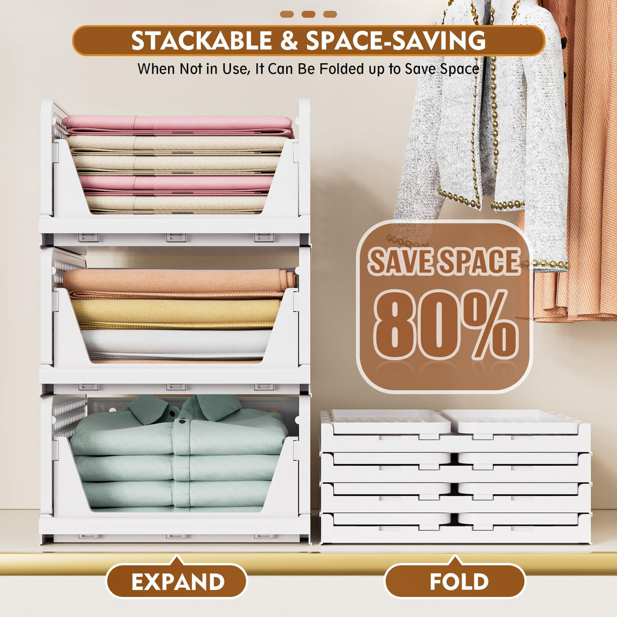SNSLXH Foldable Stackable Closet Organizers — 5-Pack product image 5