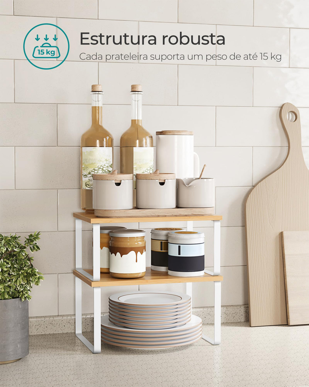 SONGMICS Stackable Cabinet Organizer Shelves — Set of 2 product image 4