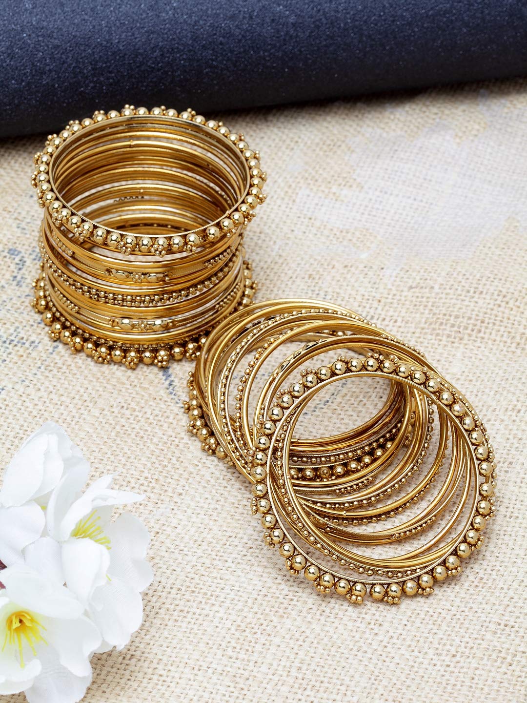 Shining Diva Fashion Set of 40 Bangles Set for Women | Oxidised Silver Plated Celebrity Inspired Jewellery | Latest Stylish Traditional Bangle for Girls and Women