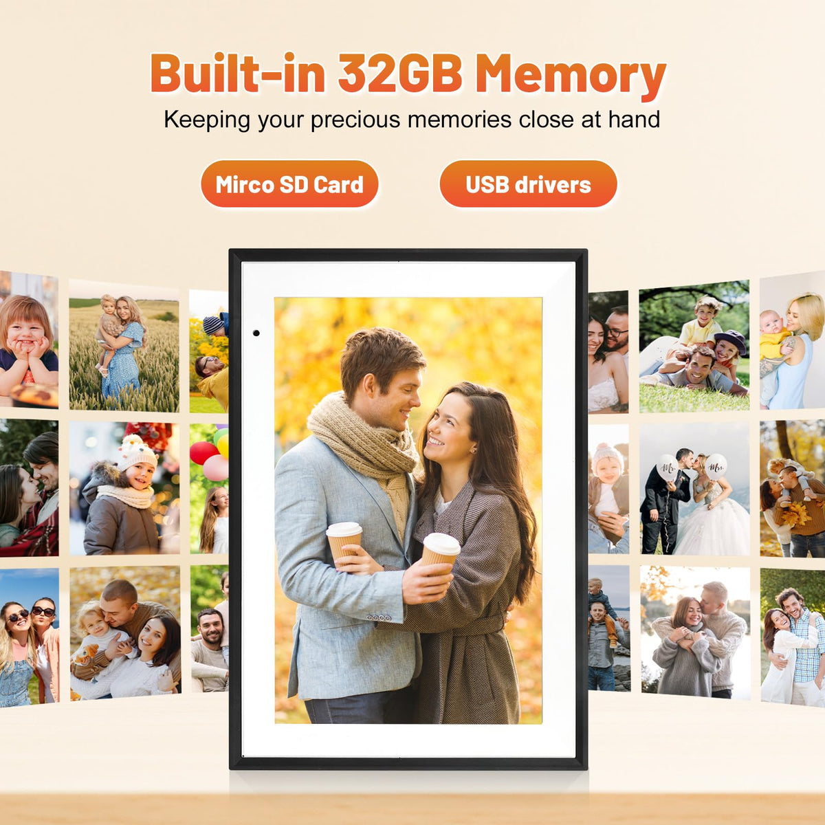 Anna Bella 10.1 in WiFi Digital Photo Frame – 1280x800 IPS Touch Screen, 32GB, App Sharing