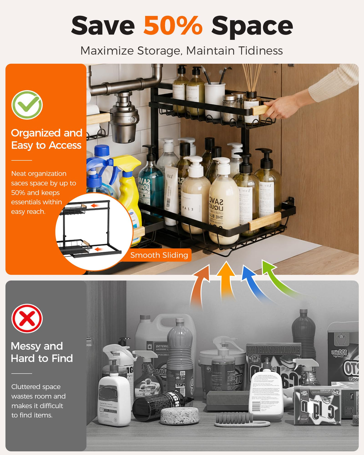 Sevenblue Adjustable 2-Tier Under-Sink Organizer — 2-Pack product image 2