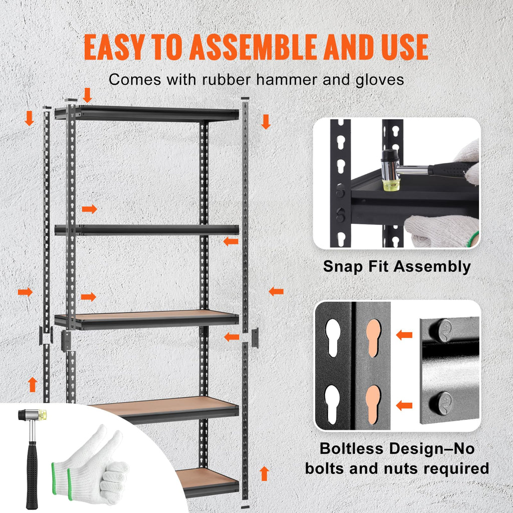 VEVOR 5-Tier Heavy-Duty Storage Shelving — 36 × 18 × 72 in product image 4