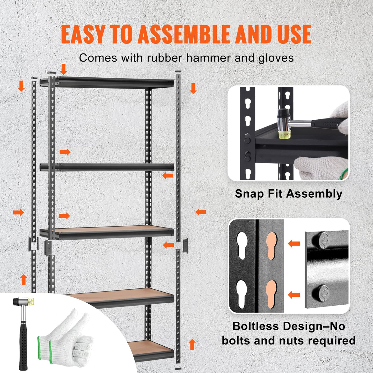 VEVOR 5-Tier Heavy-Duty Storage Shelving — 36 × 18 × 72 in product image 4