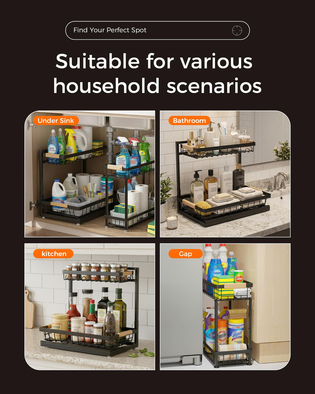 Sevenblue Adjustable 2-Tier Under-Sink Organizer — 2-Pack product image 8