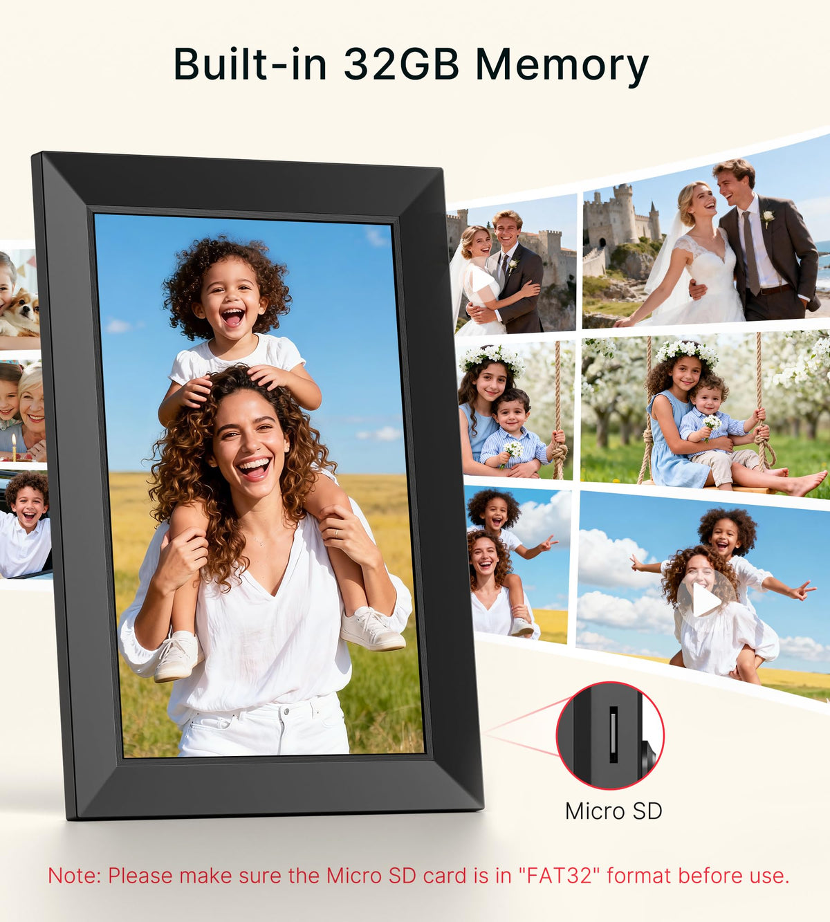 BIGASUO 10.1 in WiFi Digital Picture Frame with Frameo App – 32GB, IPS Touch Screen