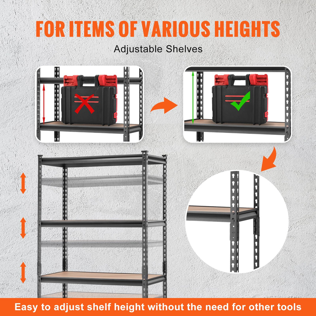 VEVOR 5-Tier Heavy-Duty Storage Shelving — 36 × 18 × 72 in product image 6