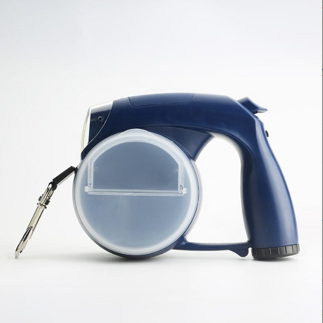 Blue 5 in 1 retractable dog leash, side view