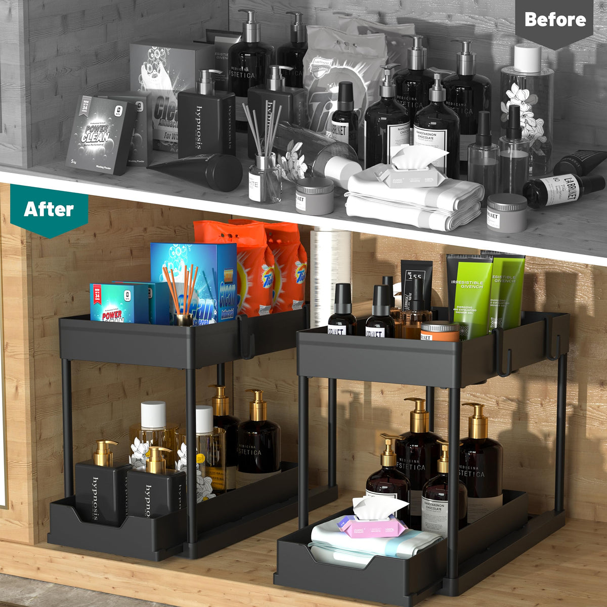 Sliding 2-Tier Under-Sink Organizer — 2-Pack product image 3