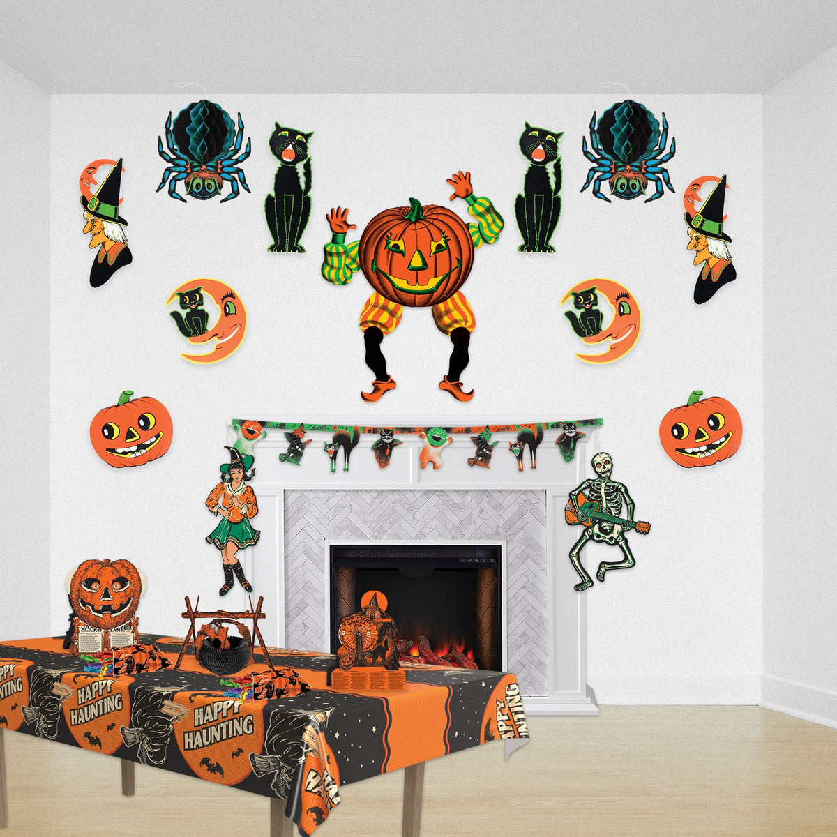 Beistle 8-Piece Retro Vintage Halloween Paper Cutouts, 14–23 in (2 of Each Design)