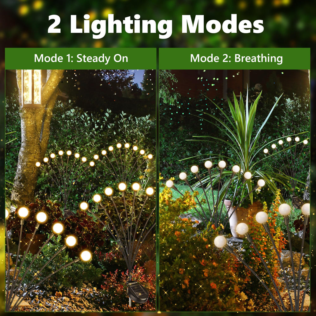 iBaycon Solar Firefly Garden Lights, 4 Pack – Warm White, Auto On/Off, IP65 Waterproof