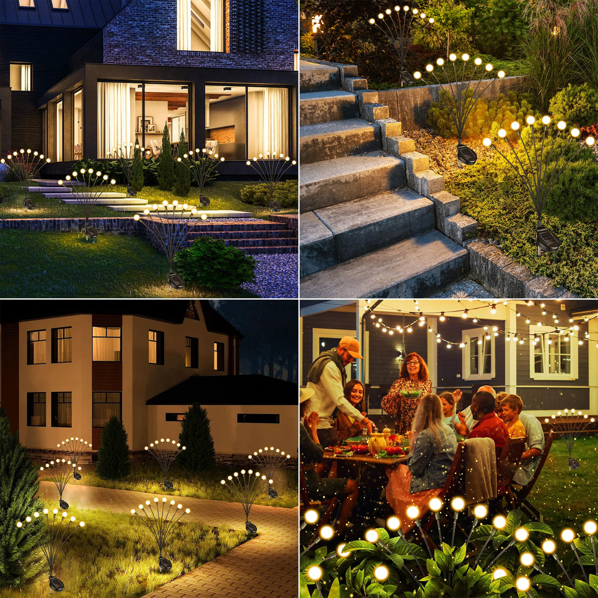 iBaycon Solar Firefly Garden Lights, 4 Pack – Warm White, Auto On/Off, IP65 Waterproof