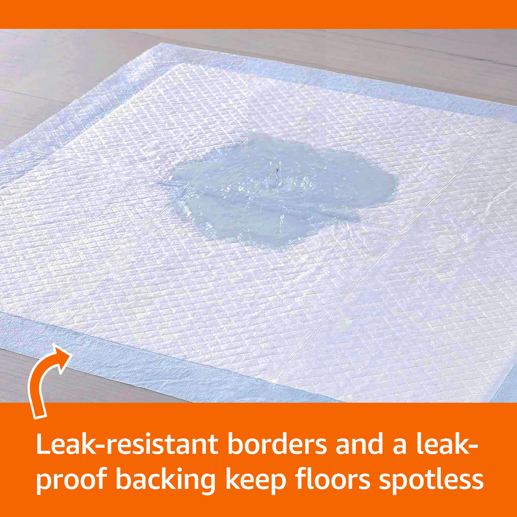 Amazon Basics Puppy Training Pads, 5-Layer Leakproof Design, Quick-Dry Surface, Regular 56 x 56 cm, Pack of 50, Blue