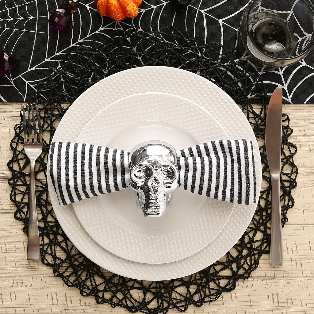 DII Halloween Napkin Rings Novelty Tabletop Décor Set, 3.25x2.25x3, Silver Skull, 6 Piece