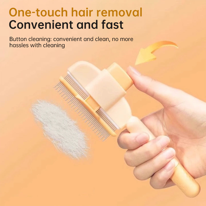 One-touch hair removal button on the self-cleaning brush