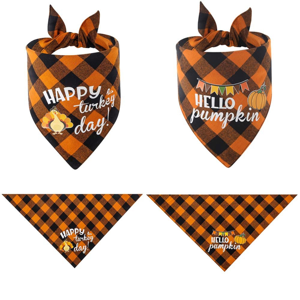 Cotton Plaid Thanksgiving Pet Bandana
