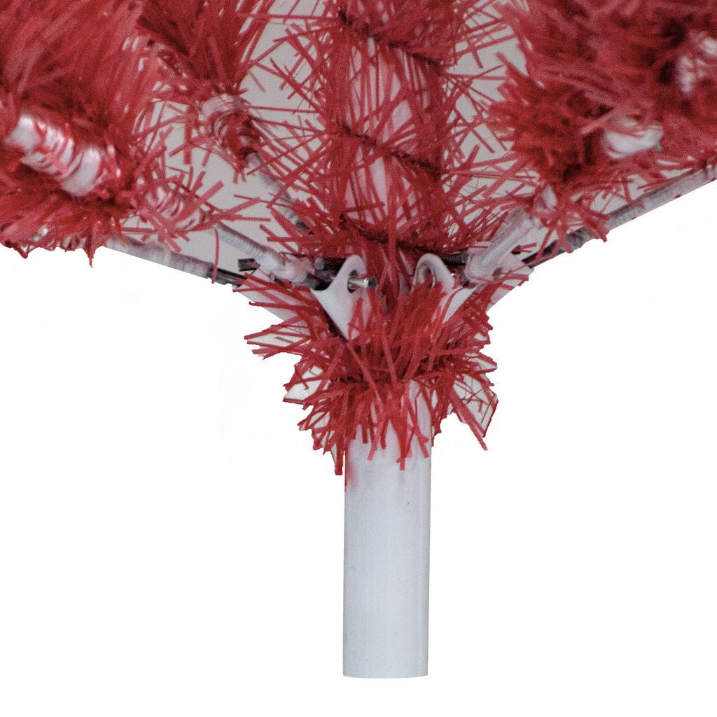 Underside view of the hinged Santa hat tree branches