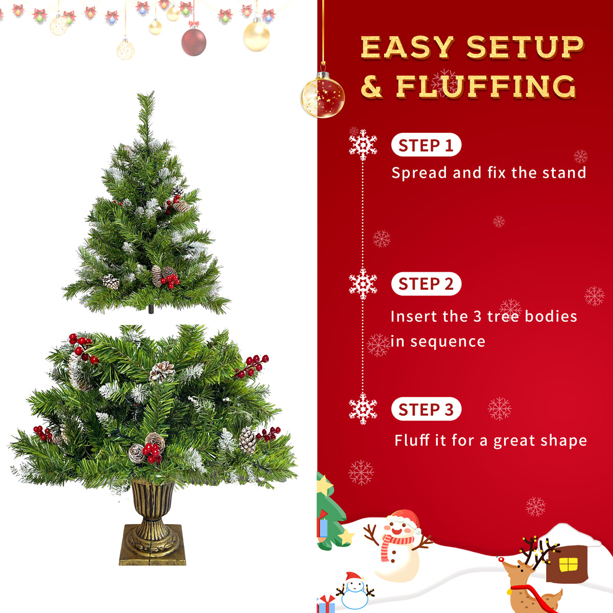 Entrance tree sections and the easy 3-step setup guide
