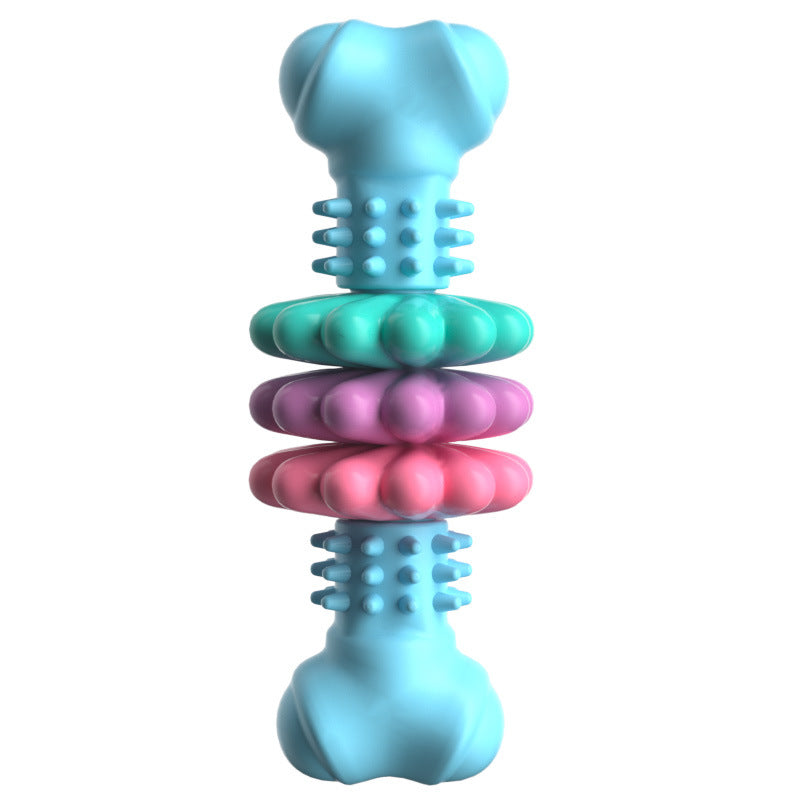 Blue bone chew toy for dogs, front view