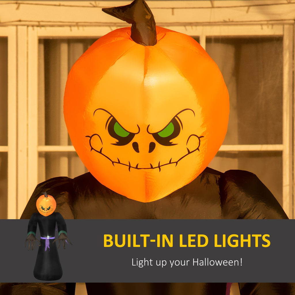7ft Inflatable Halloween Decoration Pumpkin Reaper, Blow-Up Outdoor LED Yard Display with Lights for Garden, Party, Holiday