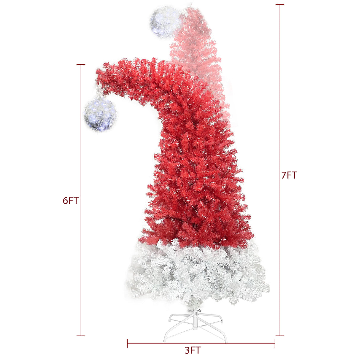 Santa hat Christmas tree height and width guide
