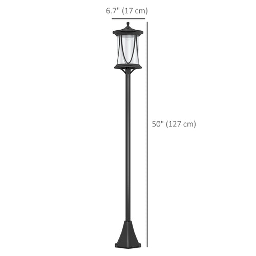 50 in Solar Post Light – Cool White LED Outdoor Lamp, IP44 Waterproof, Black
