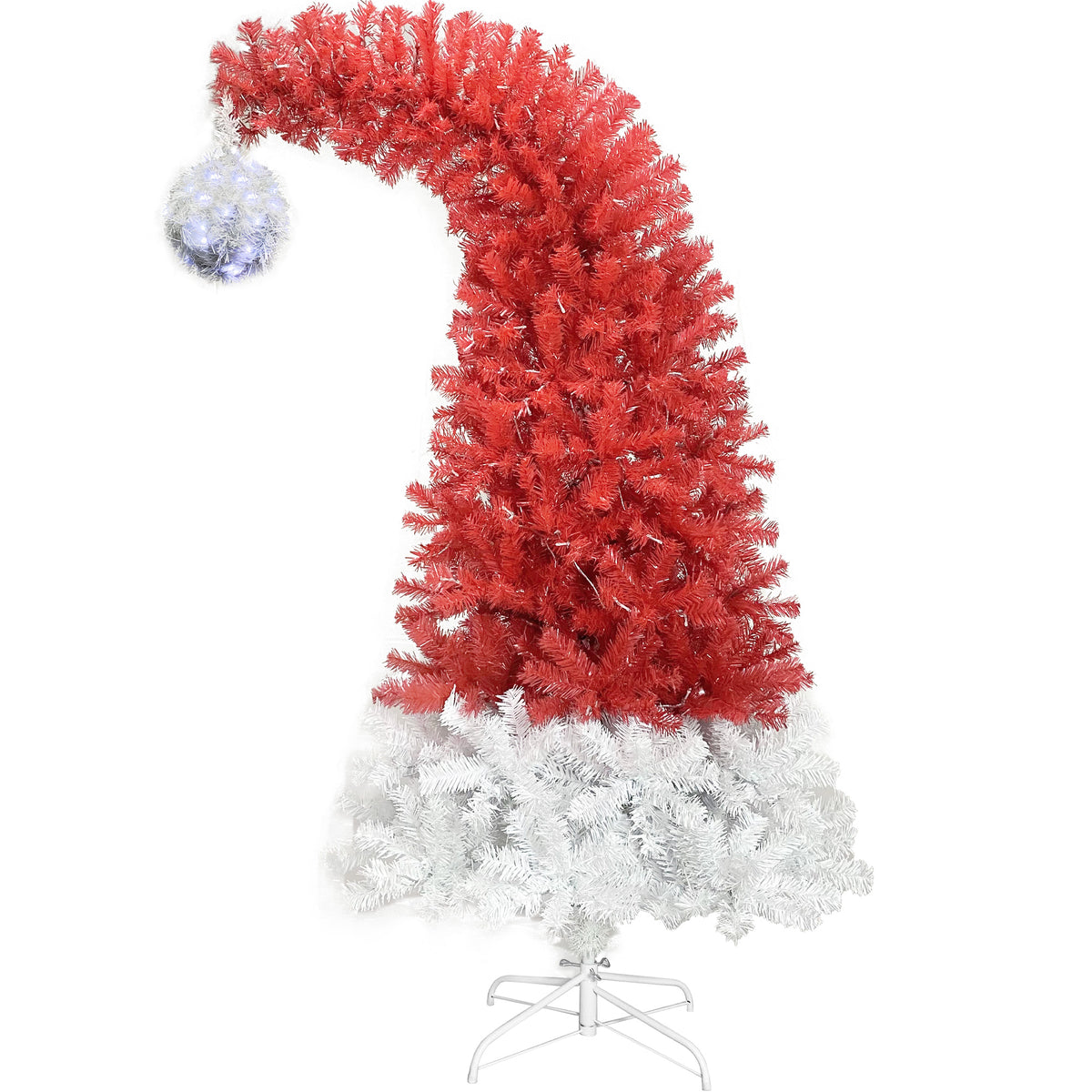 Santa hat Christmas tree with pom-pom on a white background