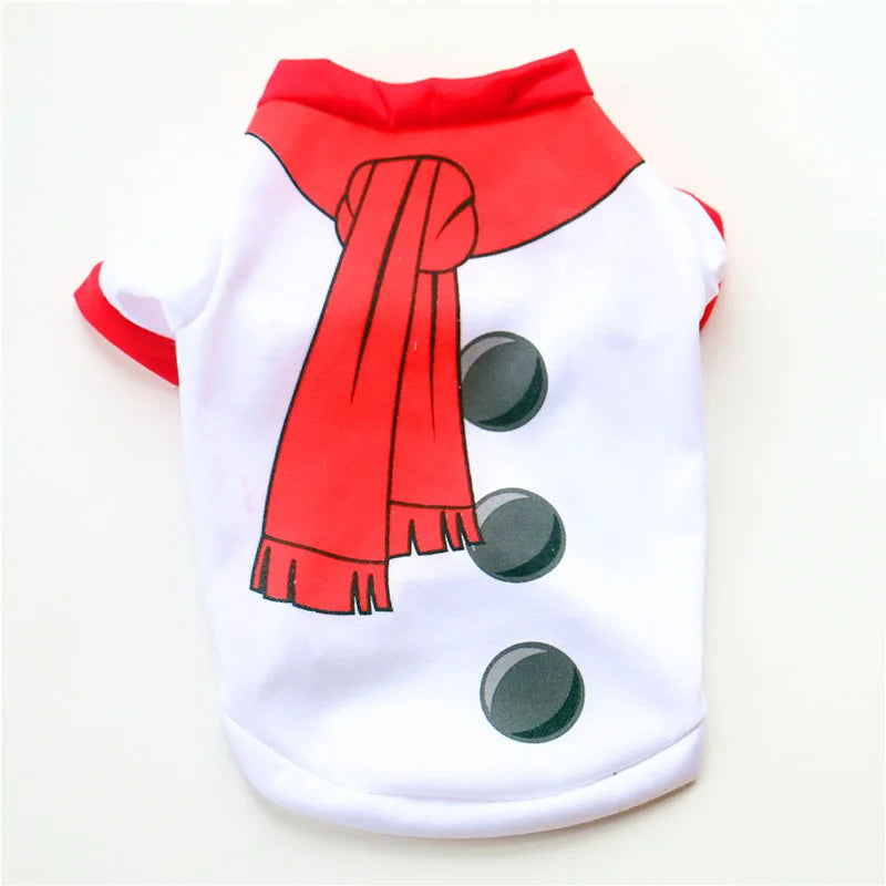 White snowman Christmas dog shirt with scarf and buttons print