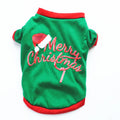 Green Merry Christmas dog shirt with Santa hat print