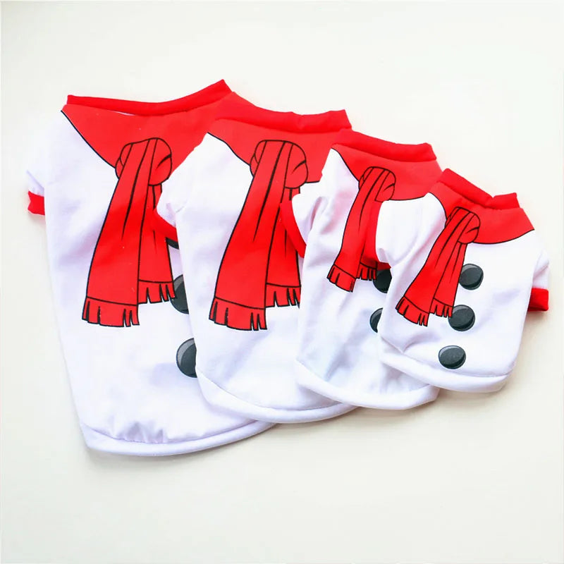 Snowman design Christmas dog outfit with red scarf print