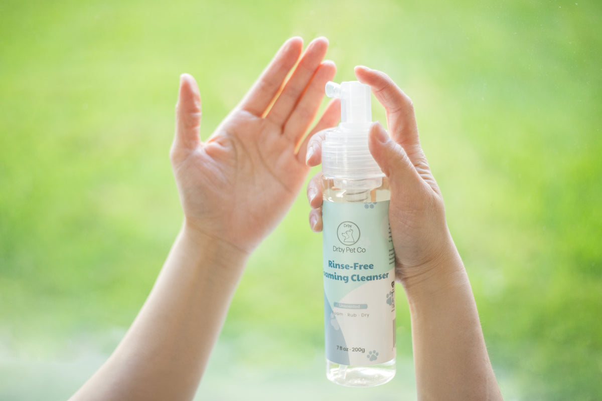 Drby rinse-free foaming cleanser for dogs — waterless dog wash for coat and paws