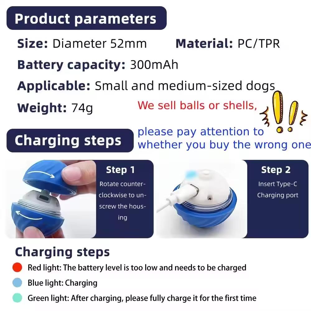 USB Vibrating Ball Toy for Dogs & Cats