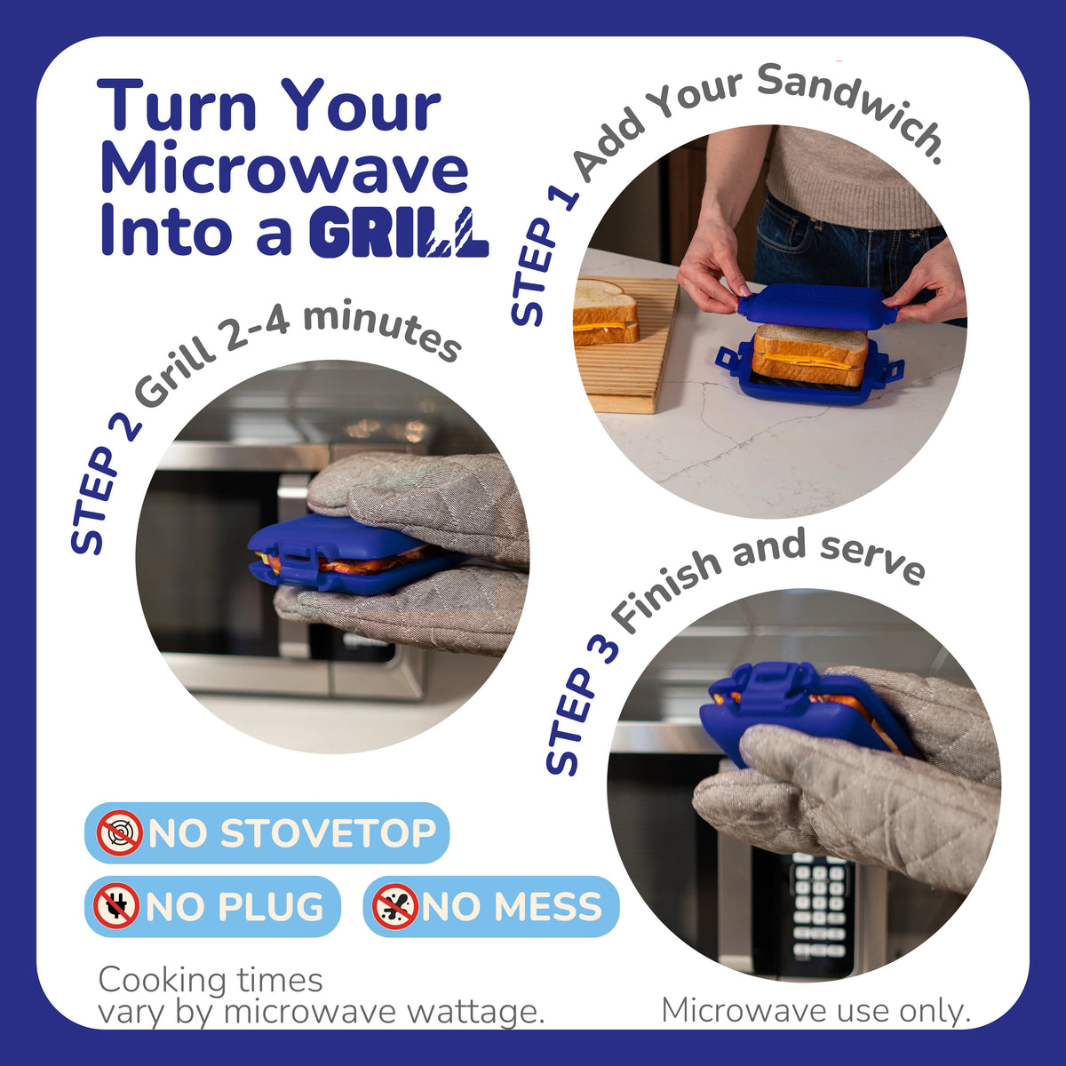 Micro Grill Classic microwave grill, sandwich preparation view