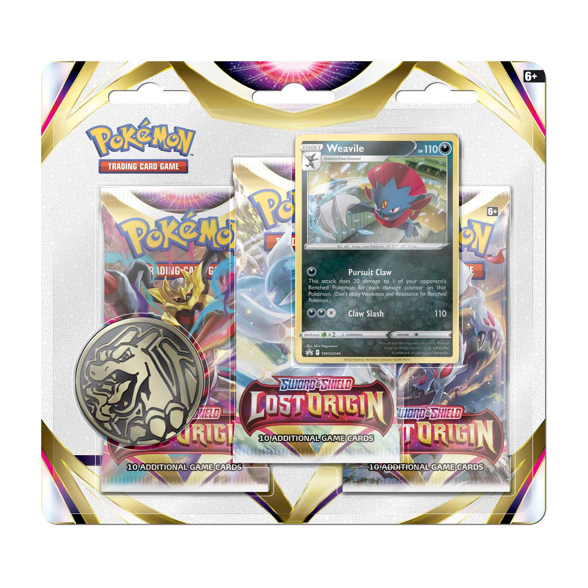 Pokémon TCG - Sword & Shield - Lost Origin - 3 Packs Blister (Weavile) product image 1