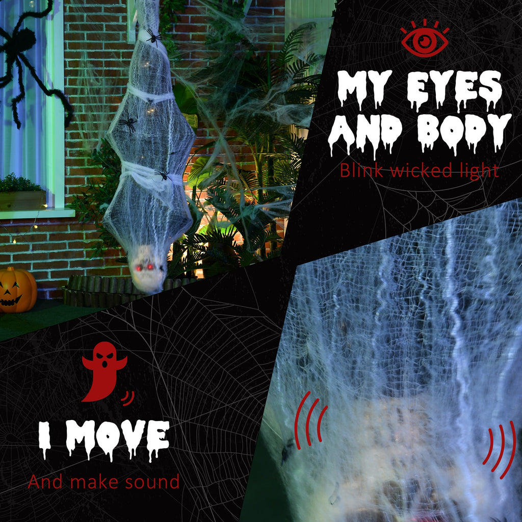 4.7 ft Hanging Mummy Halloween Prop – Animated, Motion & Sound Activated, Light-Up Eyes