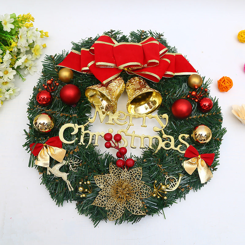 Wooden Christmas Garland Wreath Window Decoration – Red Berry Bowknot Holiday Decor, 30cm