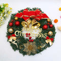 Wooden Christmas Garland Wreath Window Decoration – Red Berry Bowknot Holiday Decor, 30cm