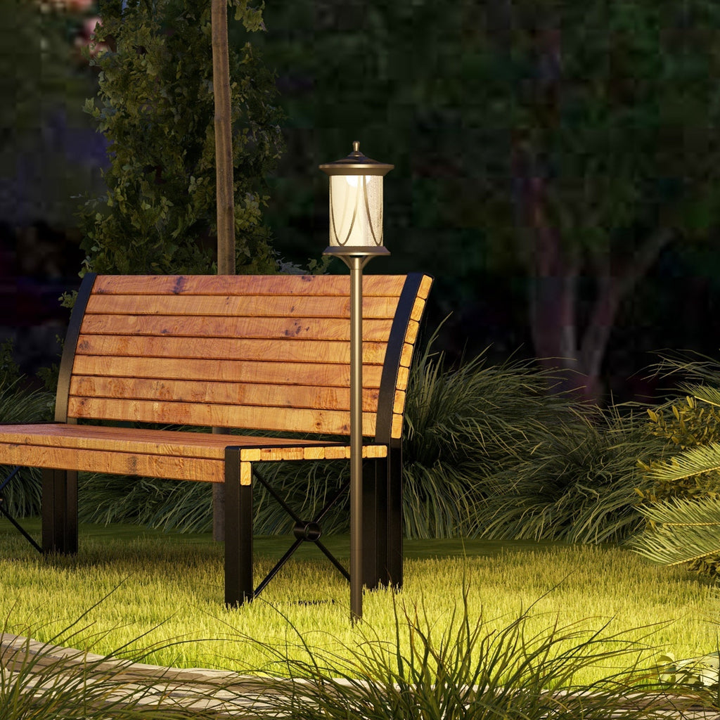 50 in Solar Post Light – Cool White LED Outdoor Lamp, IP44 Waterproof, Black