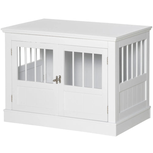 31" Dog Crate Furniture | End Table Kennel for Small Dogs, White