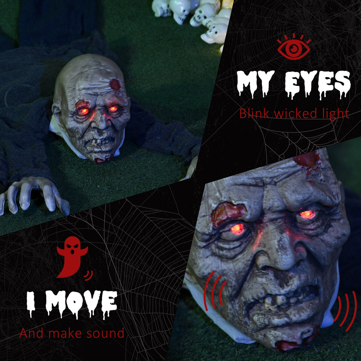4.7 ft Hanging Mummy Halloween Prop – Animated, Motion & Sound Activated, Light-Up Eyes